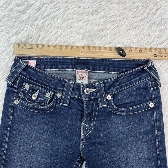 True Religion Becky Women's Jeans Denim Flap Pocket White Boot Cut size 27 USA - Picture 5 of 16